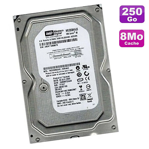 Disque Dur 250Go SATA 3.5" Western Digital Caviar Blue WD2500AAJS-62B4A0 7200 8Mo · Occasion