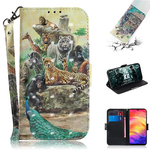 Wewoo Coque Fashion Etui en cuir à rabat avec dessin couleur 3D et fentes pour cartes et porte-cartes Huawei P30 Lite Zoo