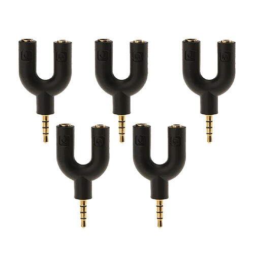 5 Pièces 3.5mm Stéréo Audio Jack Ecouteur à 2 Voies U Splitter Adaptateur