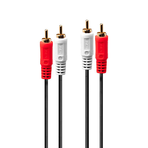 Lindy 35664 câble audio 10 m 2 x RCA Rouge, Blanc