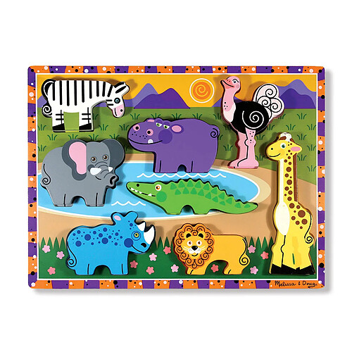 Melissa & Doug Puzzle à Grosses Pièces en Bois - Animaux de Safari