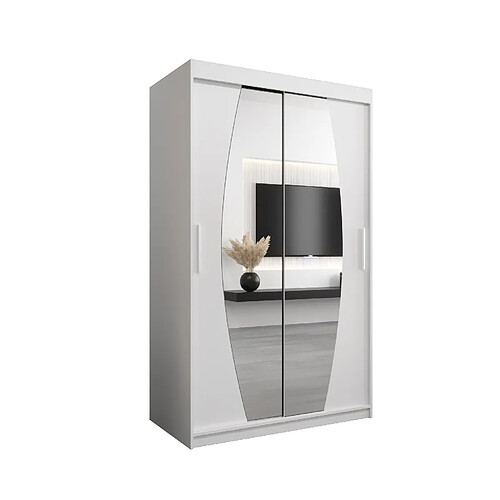 Abiks Meble Armoire Elypse à portes coulissantes 200/120/62 2 portes (blanc/blanc)