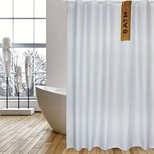 MSV Rideau de douche Polyester IGUACU 180x200cm QUALITÉ PREMIUM Blanc - Anneaux inclus