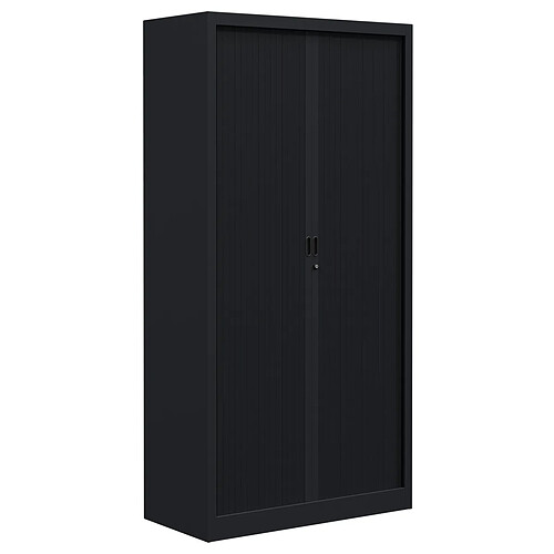 Pierre HENRY Armoire de bureau portes à rideaux 3 étagères anthracite.