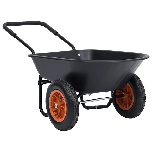 vidaXL Brouette Noir et orange 78 L 100 kg