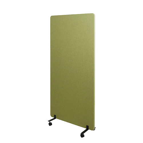 Decoshop26 Cloison acoustique double paroi paravent de bureau séparateur de pièce panneau d'affichage tissu vert 167x80 cm 04_0006424