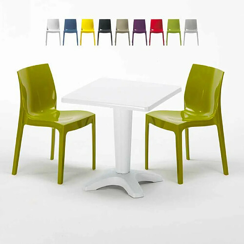 Grand Soleil Table et 2 chaises colorées polypropylen