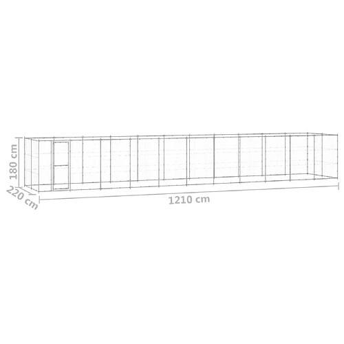 Helloshop26 Chenil extérieur cage enclos parc animaux chien extérieur acier galvanisé 26,62 m² 02_0000418