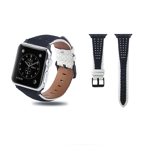 Wewoo Bande de montre en cuir pleine fleur avec trou rond pour Apple Watch séries 4 et 3 et 2 et 1 38 et 40 mm