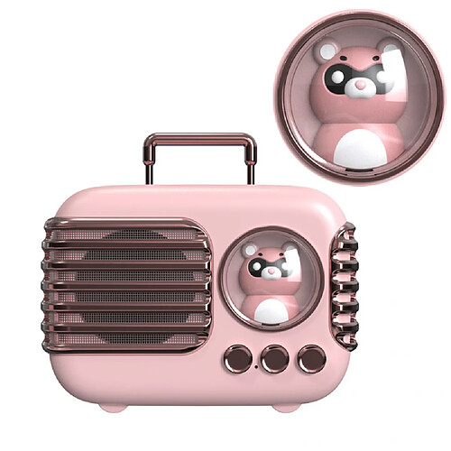 General Haut-parleur Bluetooth mignon, mini haut-parleur portable avec un son puissant, style ancien mignon, mignon petit haut-parleur raton laveur pour chambre, décoration de bureau, cadeau idéal pour les enfants, les filles, les femmes (rose)