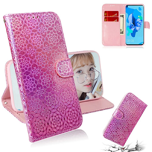 Wewoo Housse Coque Pour Huawei P20 Lite 2019 / Nova 5i Couleur unie Boucle magnétique colorée Flip horizontal en cuir PU avec support et fentes cartes et portefeuille et lanière rose