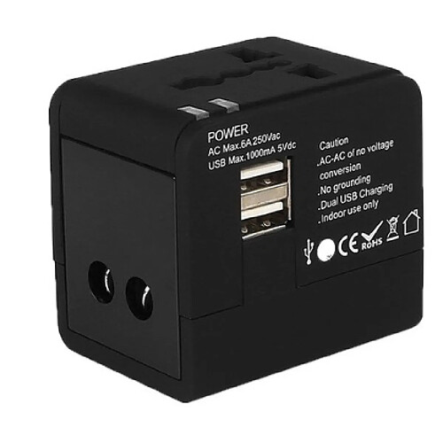 GUPBOO Chargeur adaptateur de voyage 2 USB UK EU US Australie,JL205