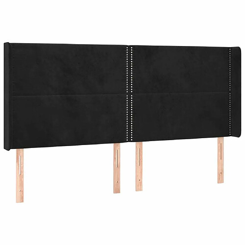 Maison Chic Tête de lit moderne avec oreilles pour chambre - Décoration de lit Noir 163x16x118/128 cm Velours -MN62015