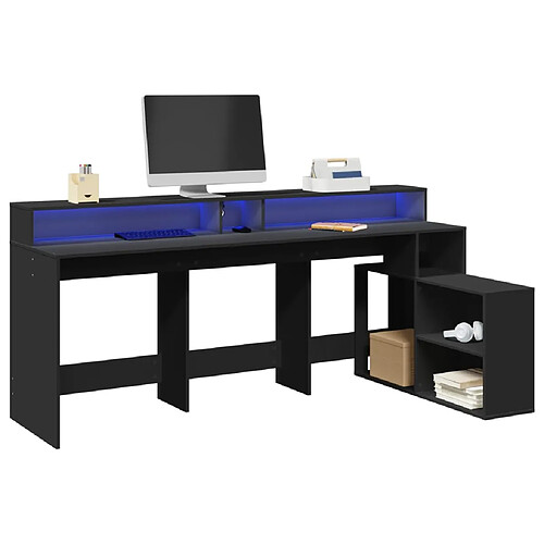 vidaXL Bureau avec lumières LED noir 200x104x91 cm bois d'ingénierie