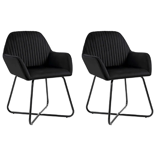 vidaXL Chaises à manger lot de 2 Noir Velours