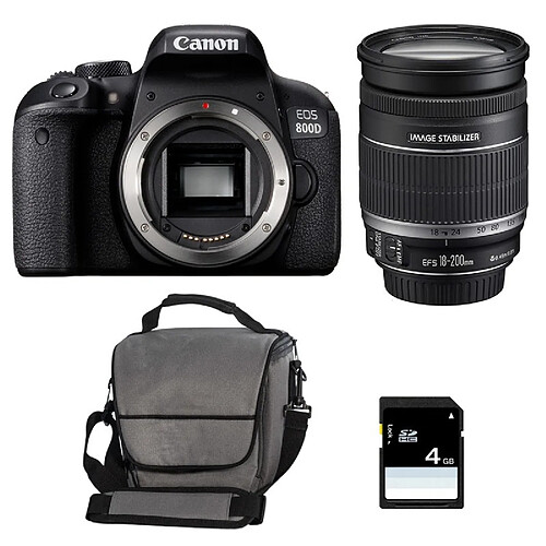 PACK CANON EOS 800D + 18-200 IS + Sac + SD 4Go