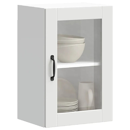 vidaXL Armoire murale de cuisine avec porte en verre Porto blanc