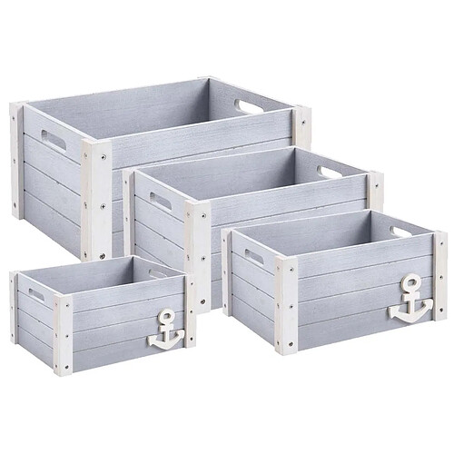 Aubry Gaspard Caisse de rangement en bois Marina (Lot de 4).