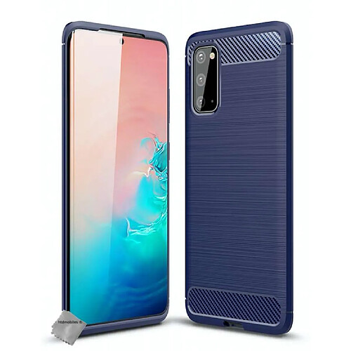 Htdmobiles Coque silicone gel carbone pour Samsung Galaxy S20 + verre trempe - BLEU FONCE