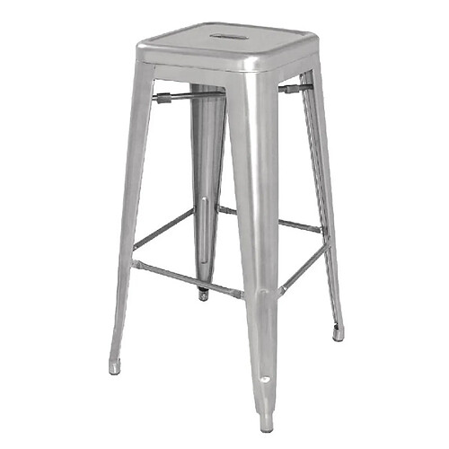 Tabourets Hauts en Acier Galvanisé Gris Argenté - Lot de 4 - Bolero Bistro