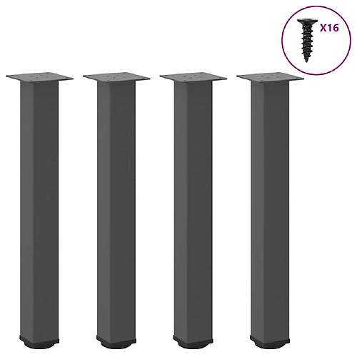 vidaXL Pieds de table basse 4 pcs anthracite 72-74 cm acier