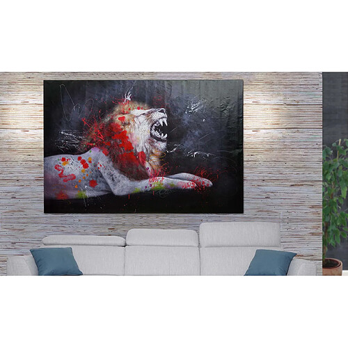 Mendler Peinture à l'huile lion HWC-H25, peinture sur toile XL, peinte à la main ~ 150x100cm