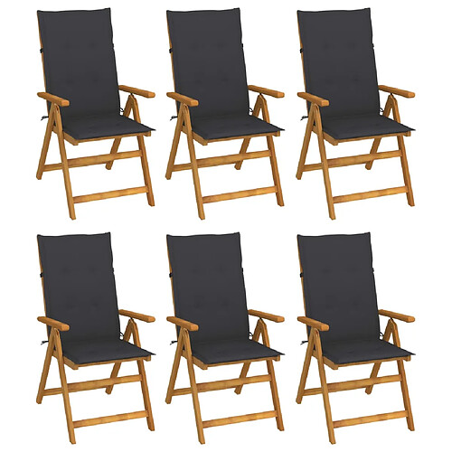 vidaXL Chaises pliables de jardin lot de 6 avec coussins Bois d'acacia