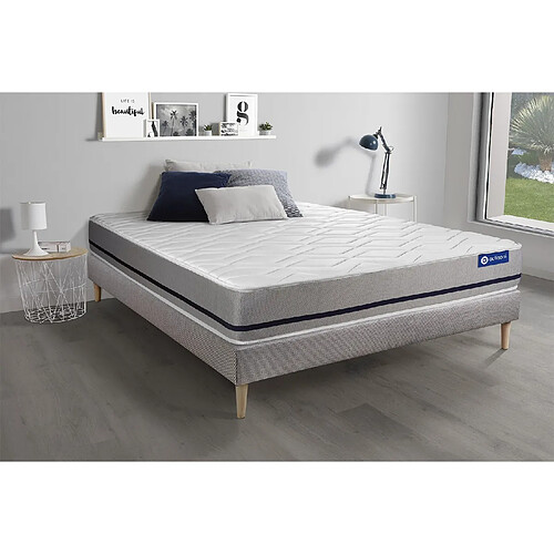 ACTISOM Ensemble matelas 200x200 ACTILATEX SOFT 3zones de confort + sommier KIT gris