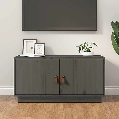 Maison Chic Meuble TV scandinave - Banc TV pour salon Gris 80x34x40 cm Bois de pin massif -MN92659