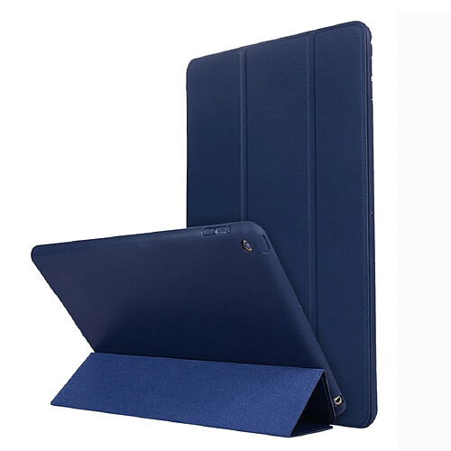 Wewoo Housse Étui Coque Pour iPad 10,2 pouces TPU Horizontal en cuiravec support à trois rabats Bleu