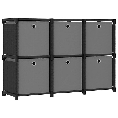 vidaXL Étagère d'affichage 6 cubes et boîtes Noir 103x30x72,5 cm Tissu