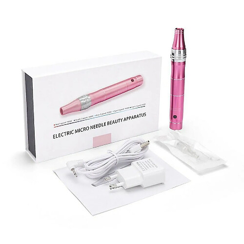 Chrono Instrument électrique rechargeable de micro-aiguille vis bouche instrument micro-aiguille beauté instrument d'introduction de poudre lyophilisée,Rose