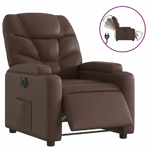 Maison Chic Fauteuil Relax pour salon, Fauteuil inclinable électrique Marron Similicuir -GKD29884