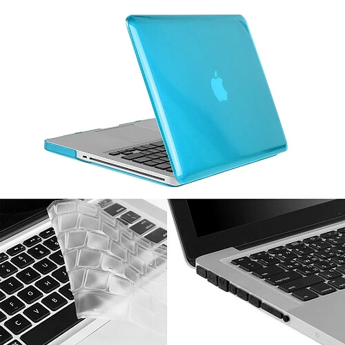 Wewoo Housse Étui bleu pour Macbook Pro 13,3 pouces Chapeau-Prince 3 en 1 Cristal dur Shell Boîtier de protection en plastique avec clavier de et prise de poussière Port