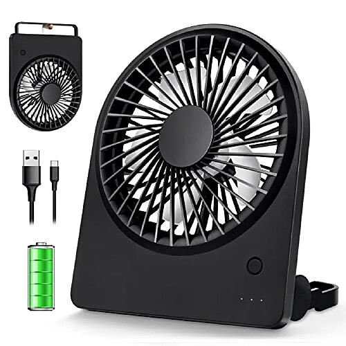 Petit Ventilateur De Bureau Silencieux, Ventilateur De Batterie Rechargeable USB 2000mAh, Ventilateur Portable Super Fin Réglable à 180, Mini Ventilateur De Table Puissant À 3 Vitesses, Refroidissement Des Ventilateurs