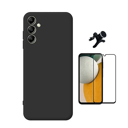 Kit De Film En Verre Trempé À Coque Complète 5D + Couvercle En Silicone Liquide + Support de voiture magnétique robuste Phonecare Pour Samsung Galaxy A16 - Noir