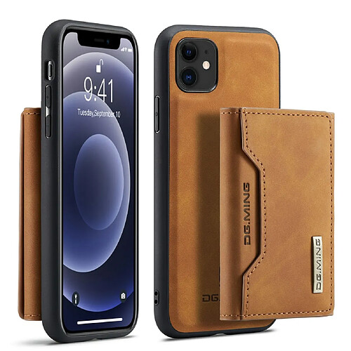 Dg.Ming Coque en TPU 2 en 1 détachable, hybride avec béquille marron pour votre Apple iPhone 11 6.1 pouces