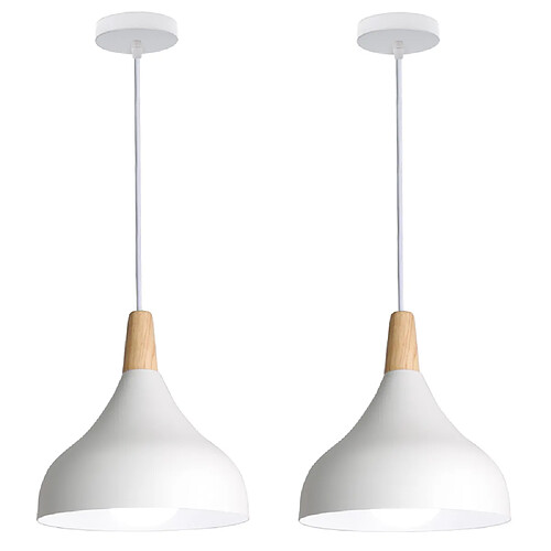 Stoex (2PCS)Lampe À Suspension Moderne Nordique Plafonnier D'Intérieur Lustre Minimaliste Abat-Jour en Métal, Blanc Pour Chambre À Coucher, Cuisine, E27