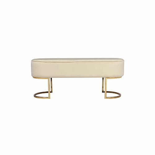 Paris Prix Banc Design en Velours Athea 105cm Crème & Or