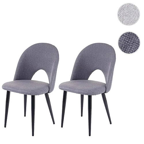 Mendler 2x chaises de salle à manger HWC-D73, fauteuil, tissu ~ gris foncé