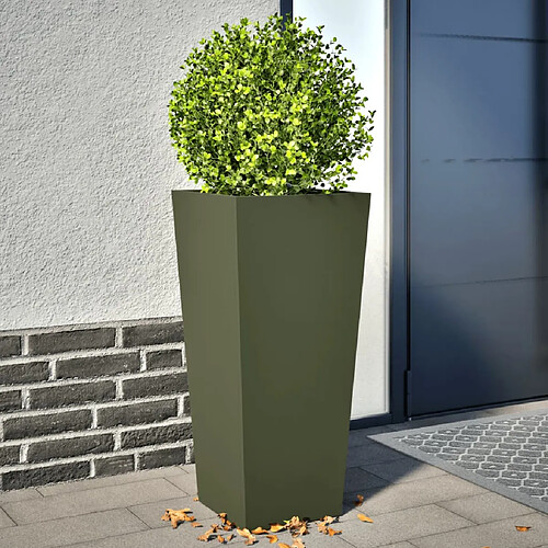 vidaXL Jardinières 2 pcs vert olive 35x35x75 cm acier