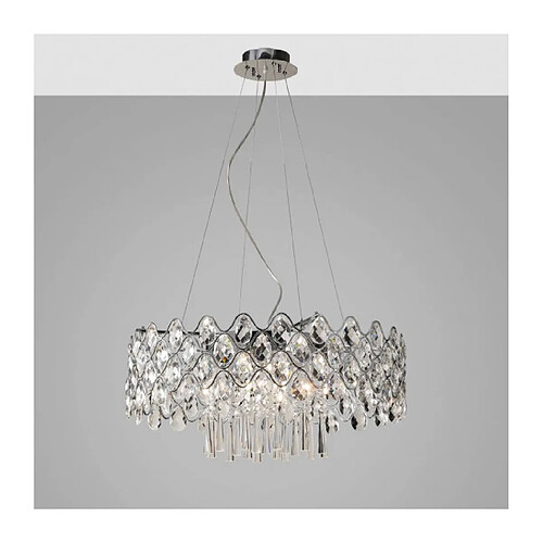 Luminaire Center Suspension Kenzie 16 Ampoules chrome poli/cristal