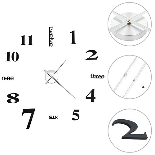 Decoshop26 Horloge murale 3D Design moderne 100 cm XXL Noir DEC022266