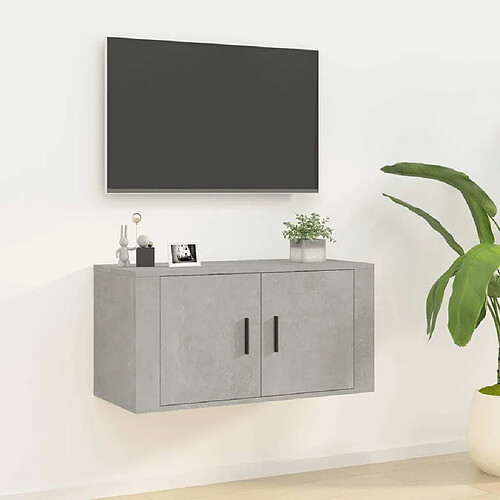 Maison Chic Meuble TV scandinave mural Banc TV suspendu pour salon - Gris béton 80x34,5x40 cm -MN68809