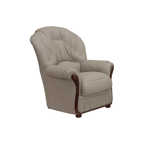 Vente-Unique Fauteuil 100% cuir de buffle taupe DAPHNE