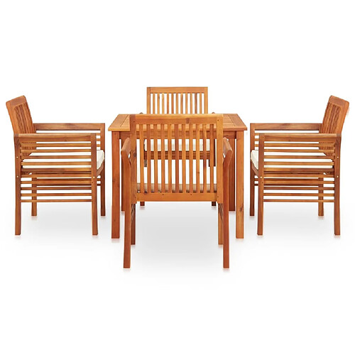 Maison Chic Mobilier à dîner 5 pcs de jardin - Ensemble table et chaises d'extérieur - Salon/Mobilier de jardin classique et coussins Acacia solide -MN22037