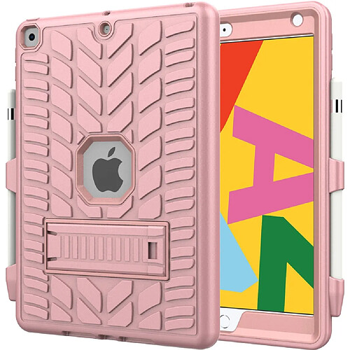 Coque en TPU + silicone anti-chute, surface de pneu froide, hybride or rose pour votre Apple iPad 10.2 (2020)/(2019)