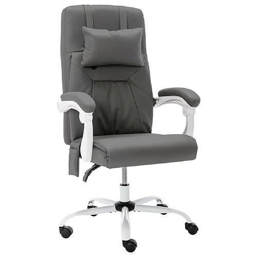 Helloshop26 Chaise fauteuil siège de bureau informatique étude de massage similicuir gris 02_0024009