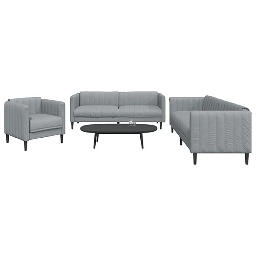 vidaXL Ensemble de canapés 3 pcs gris clair tissu