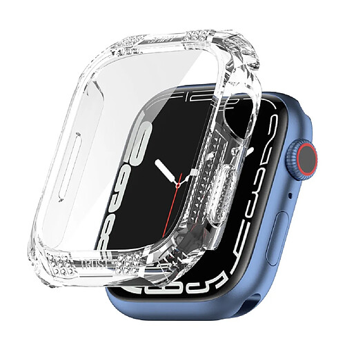 Coque en TPU Décor rhinestone, électroplaqué, motif losanges, transparent pour votre Apple Watch Series 7 41mm